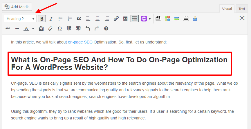 How To Do On-Page Optimization For A WordPress Website- H1 and H2 tags