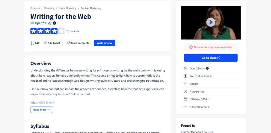 Writing for the Web by Open2Study