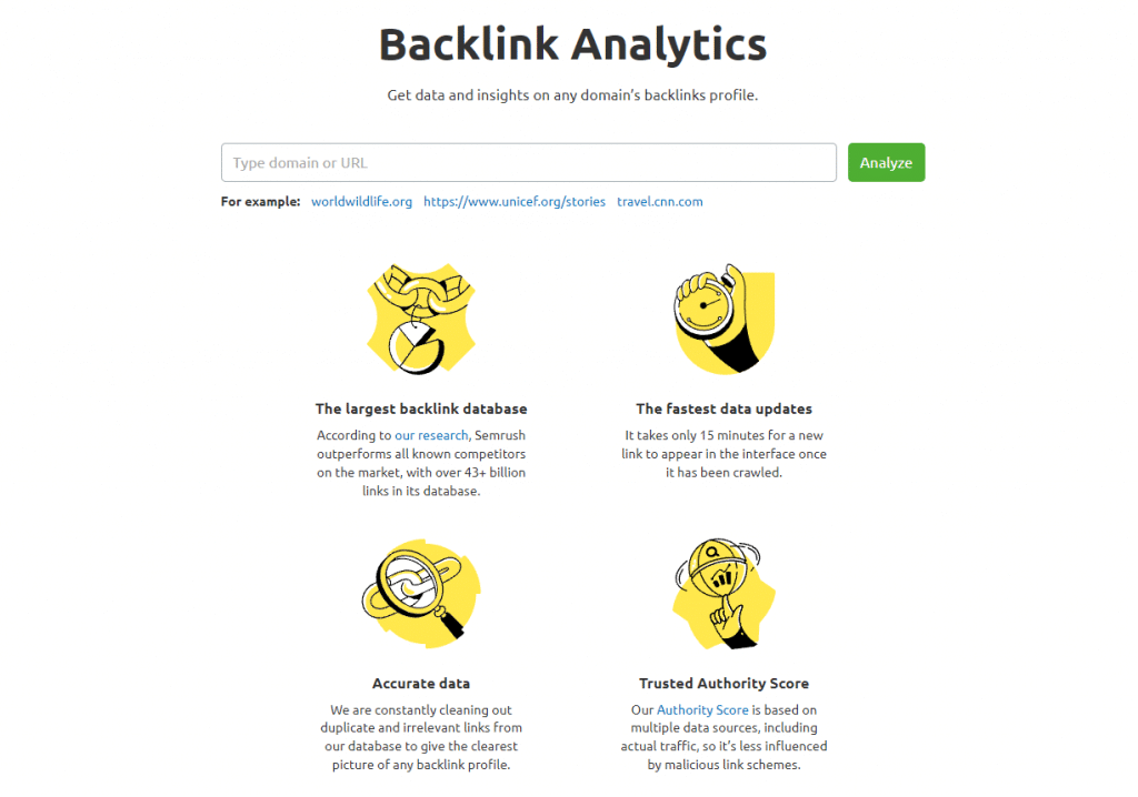 Backlink Analytics Tool by semrush