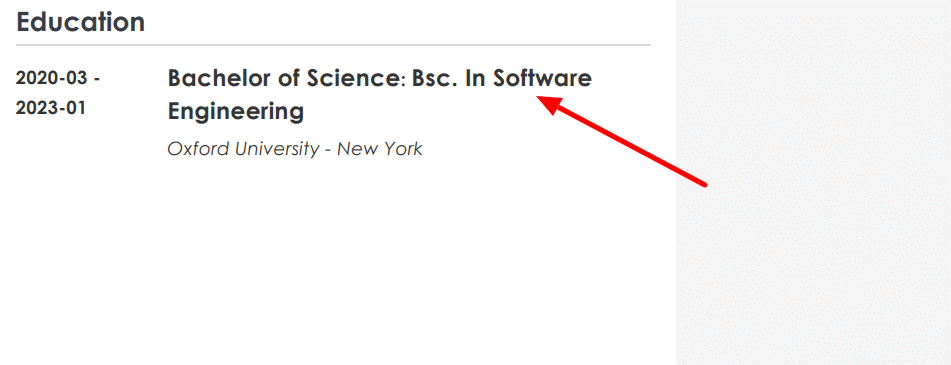 education in resume
