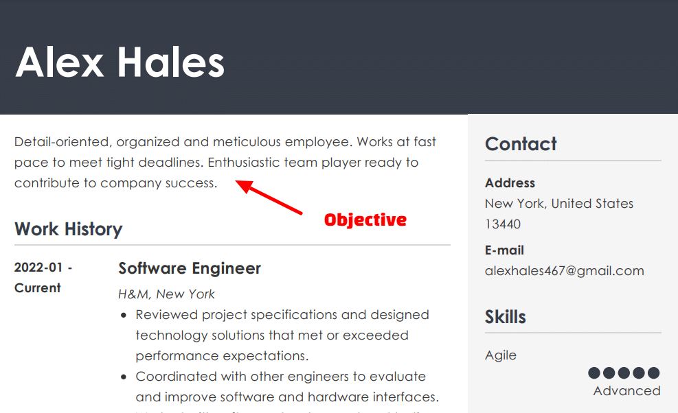 objective in resume