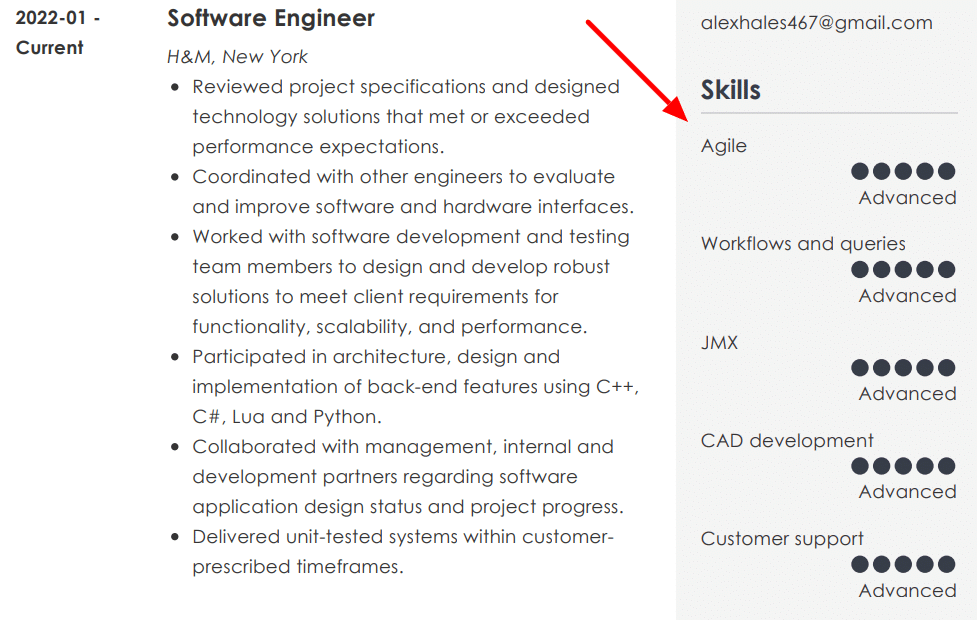 skills in resume