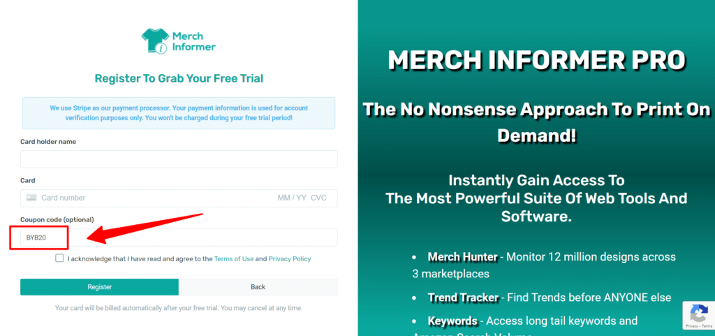 Merch Informer apply coupon code