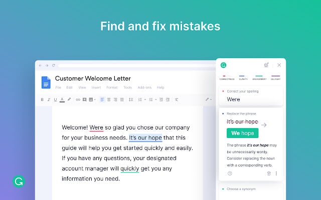 grammarly find and correct mistakes