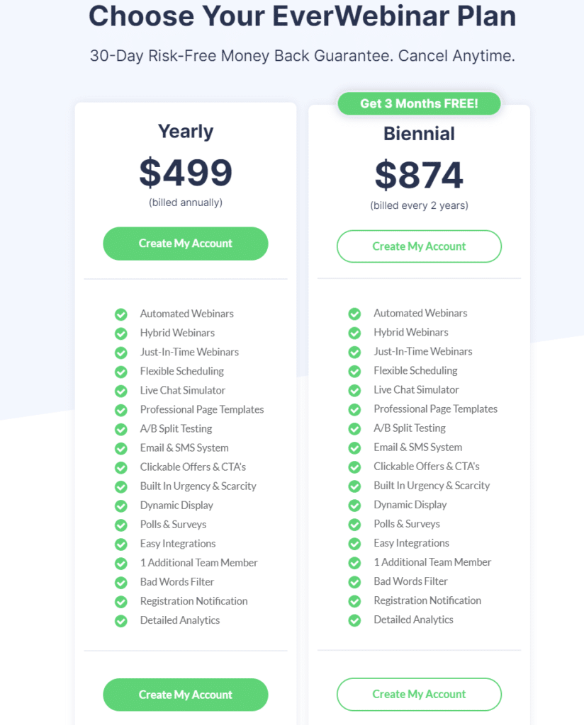 EverWebinar discount pricing plans