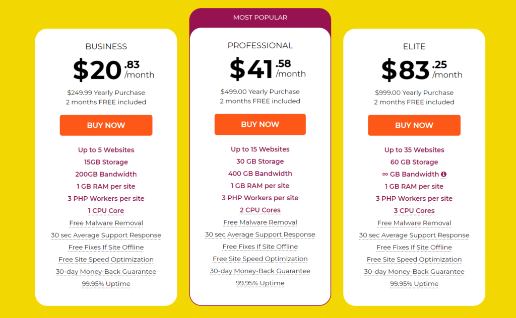 WPX Hosting pricing plans