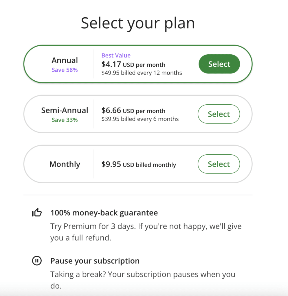 quillbot pricing plan