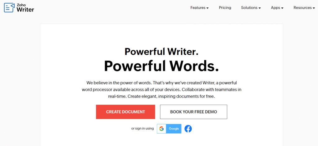 Zoho Writer Pricing plan