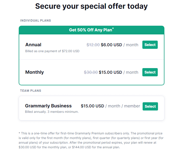 fifty percent off grammarly discount