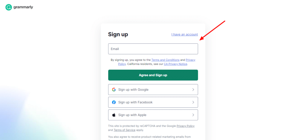 signup for Grammarly premium