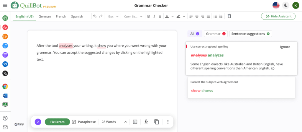 Quillbot review grammar checker