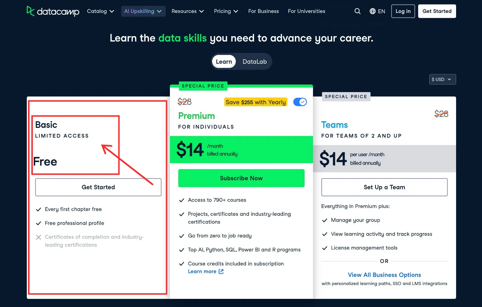DataCamp Basic Plan