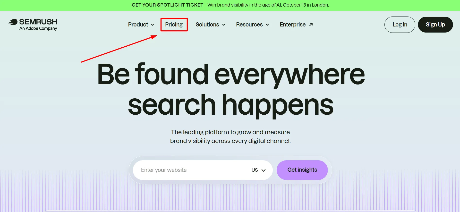 Login no Semrush - Etapa 1