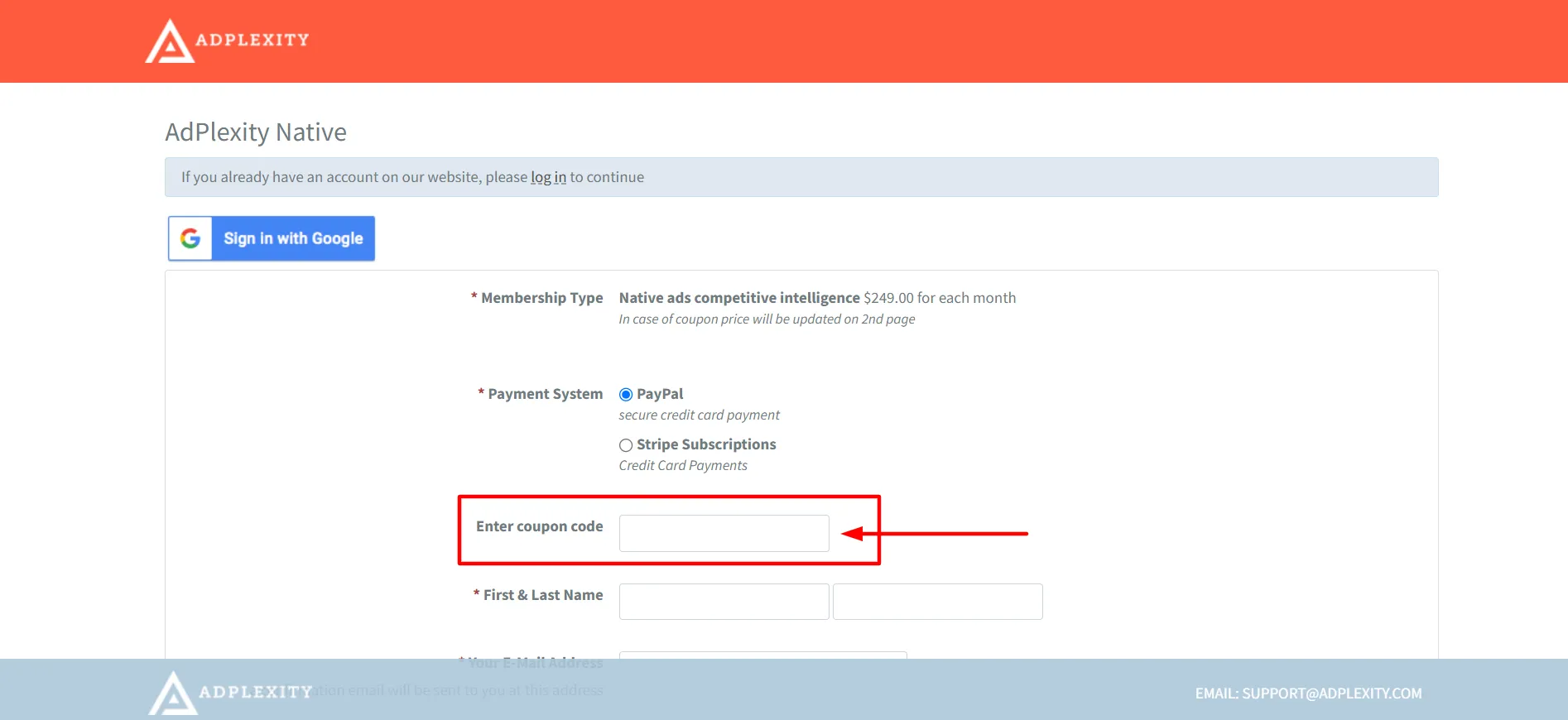 Adplexity login step 4