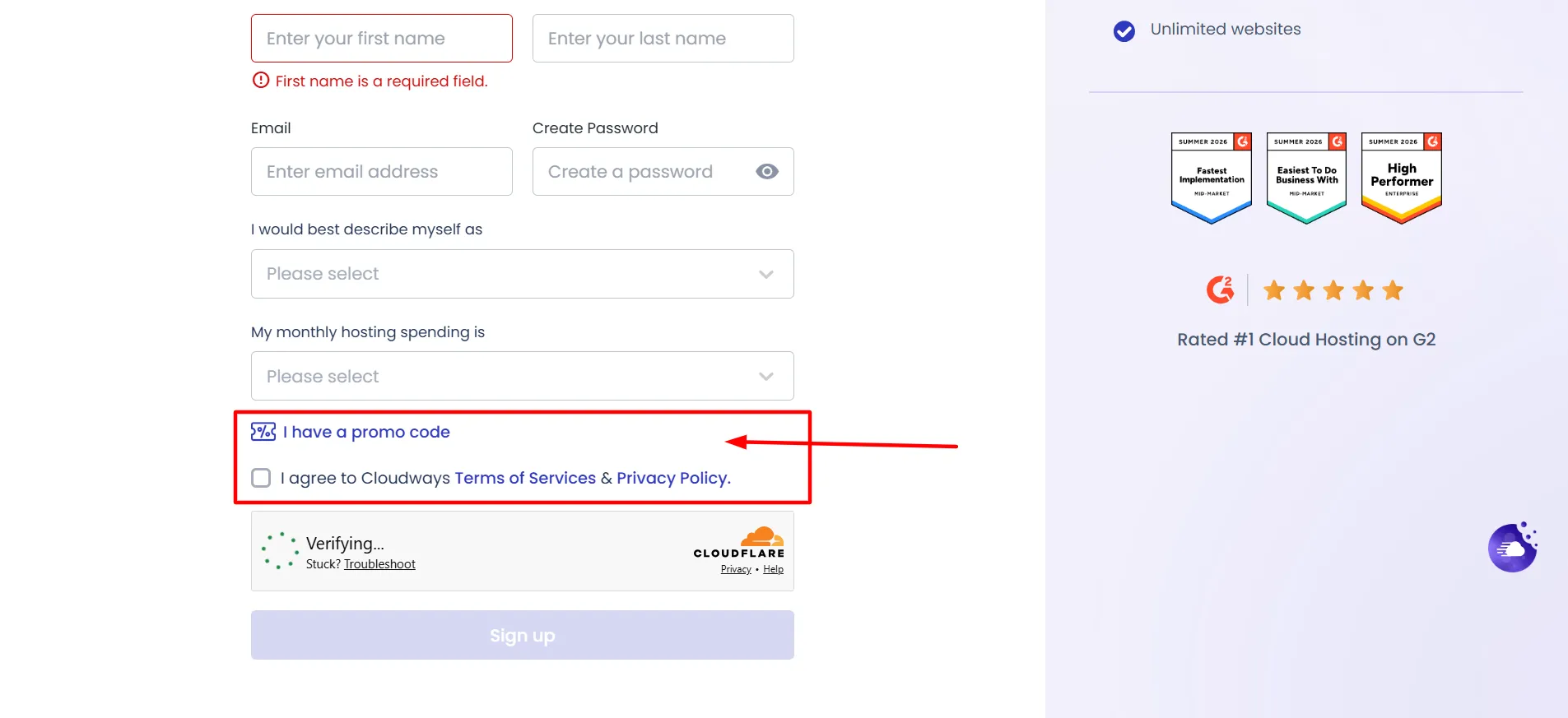 Cloudways login step 6