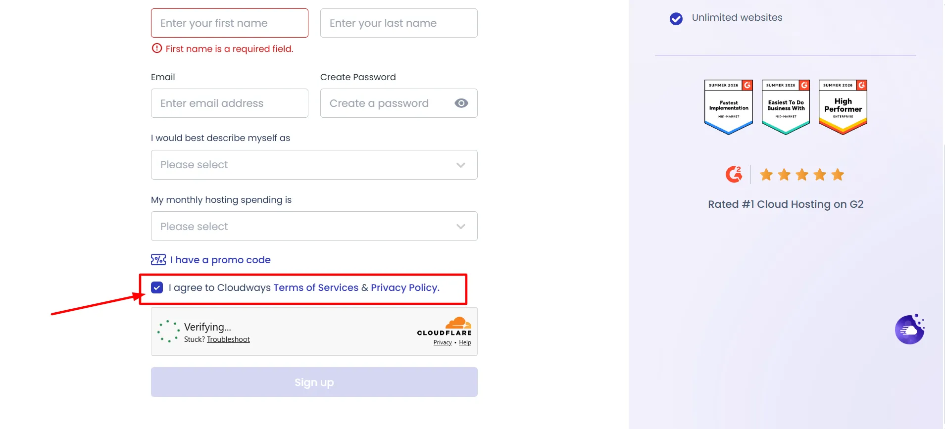 Cloudways login step 7