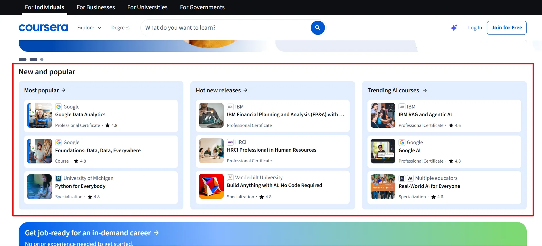 Coursera login step 1