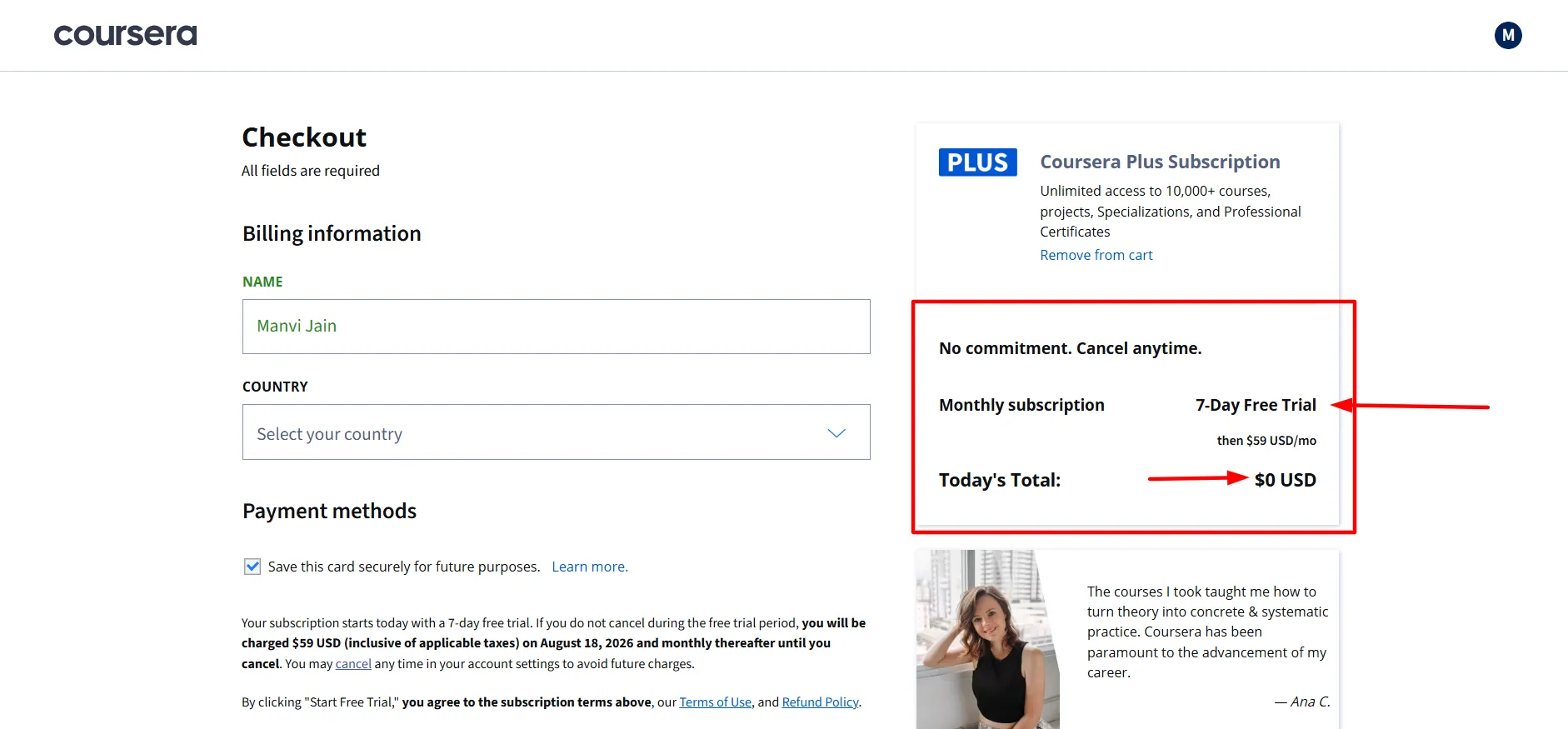 Coursera login step 3