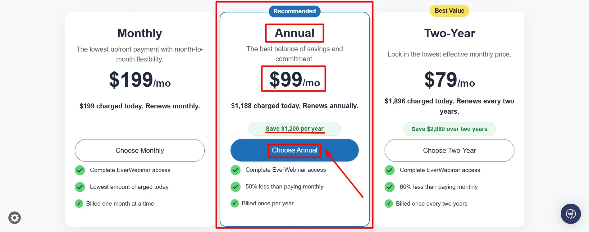 EverWebinar Annual plan