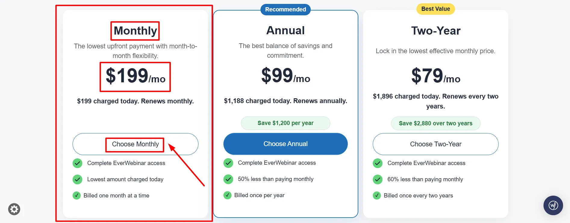 EverWebinar Monthly plan