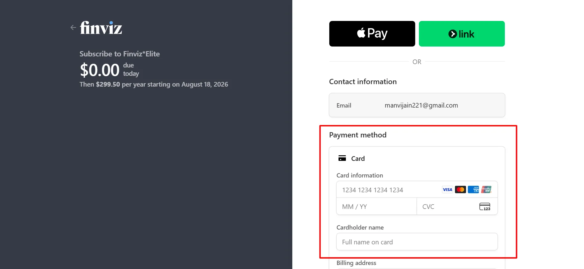 Finviz Login step 4