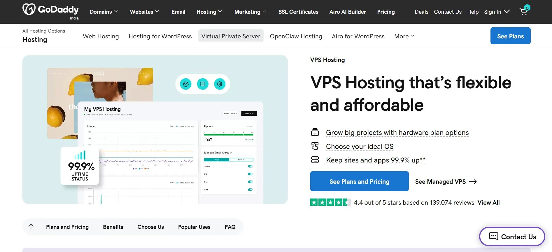 GoDaddy VPS login step 1
