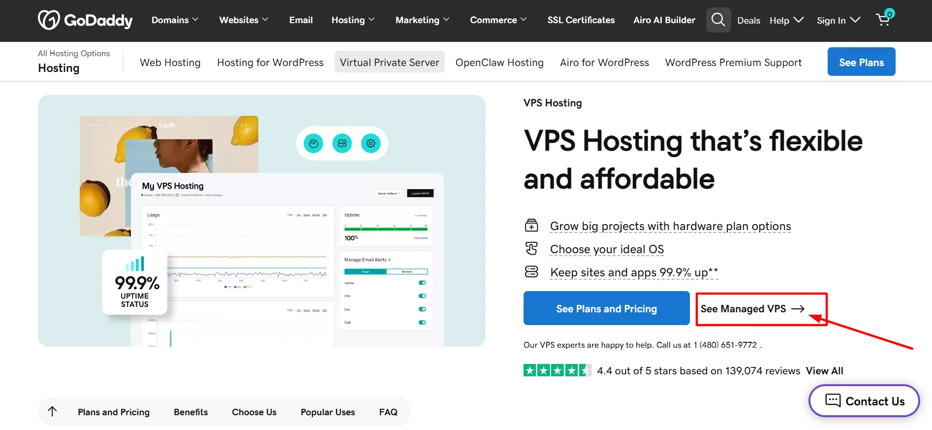 GoDaddy VPS login step 2