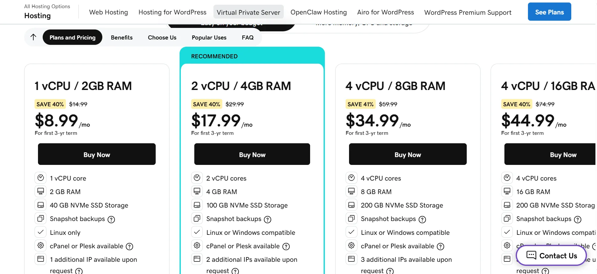 GoDaddy VPS Pricing