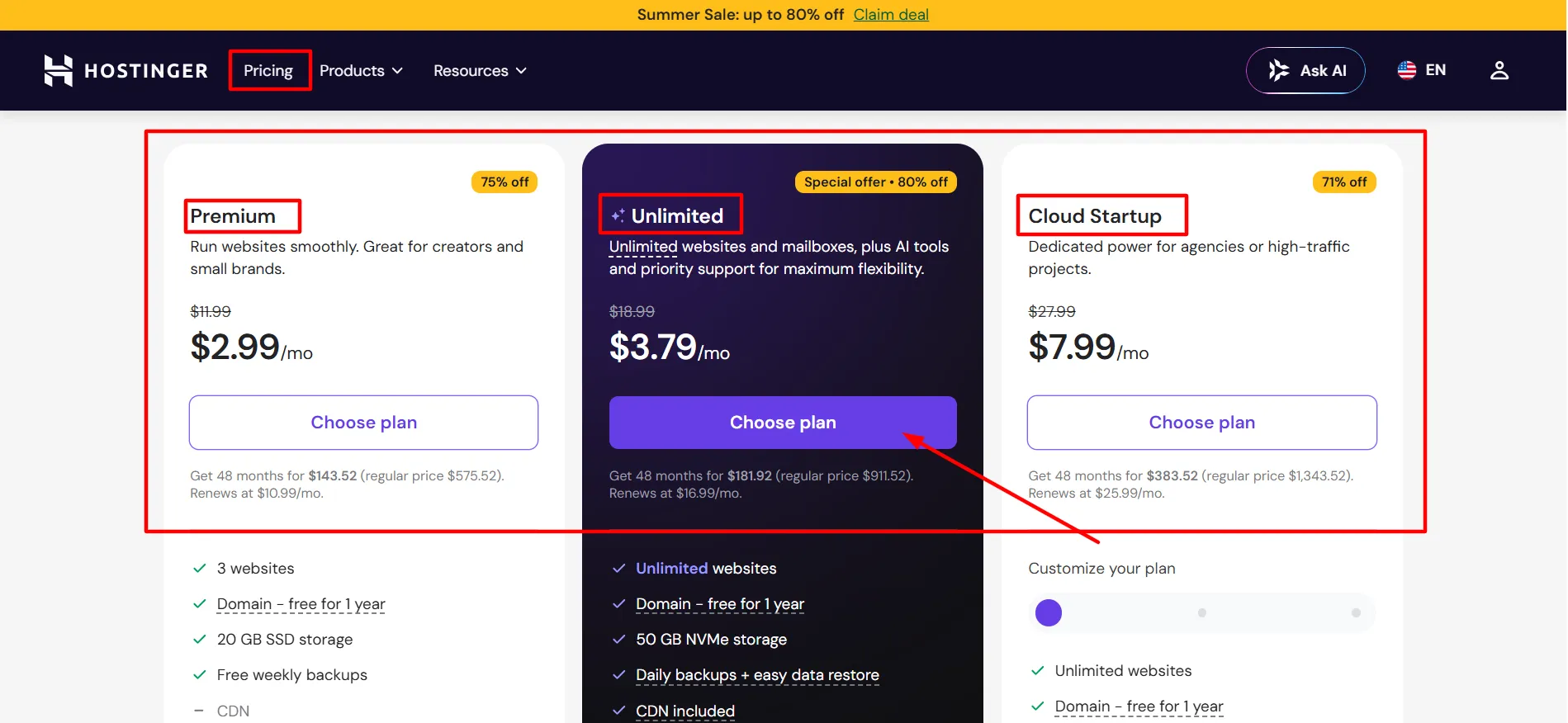 Hostinger Pricing