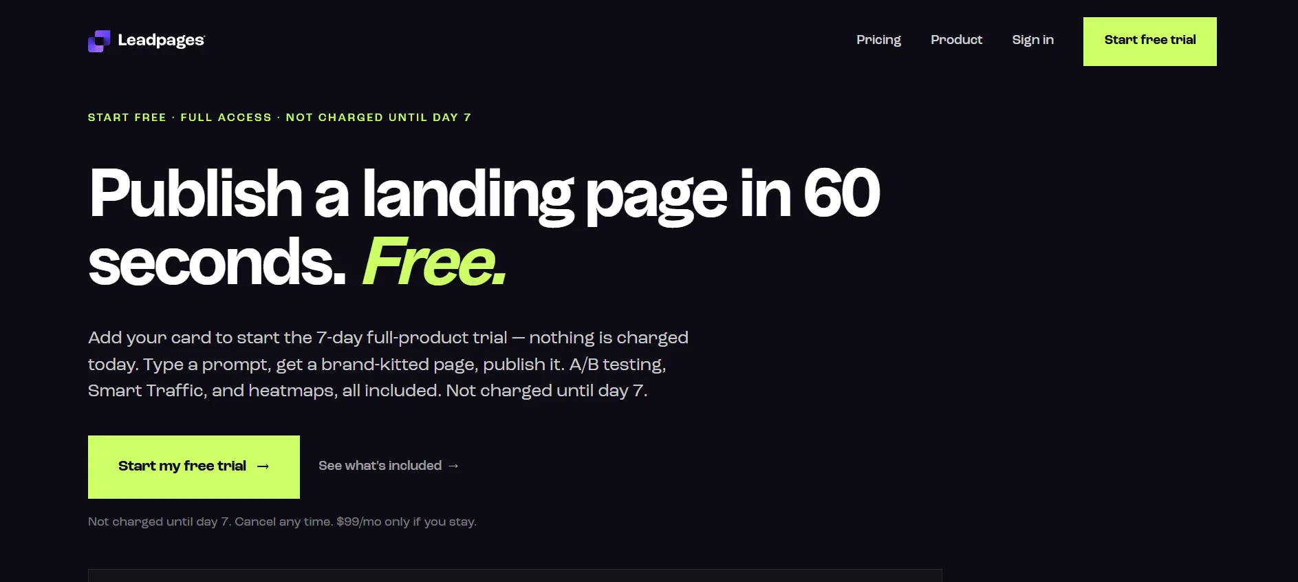 Leadpages free trial step 1