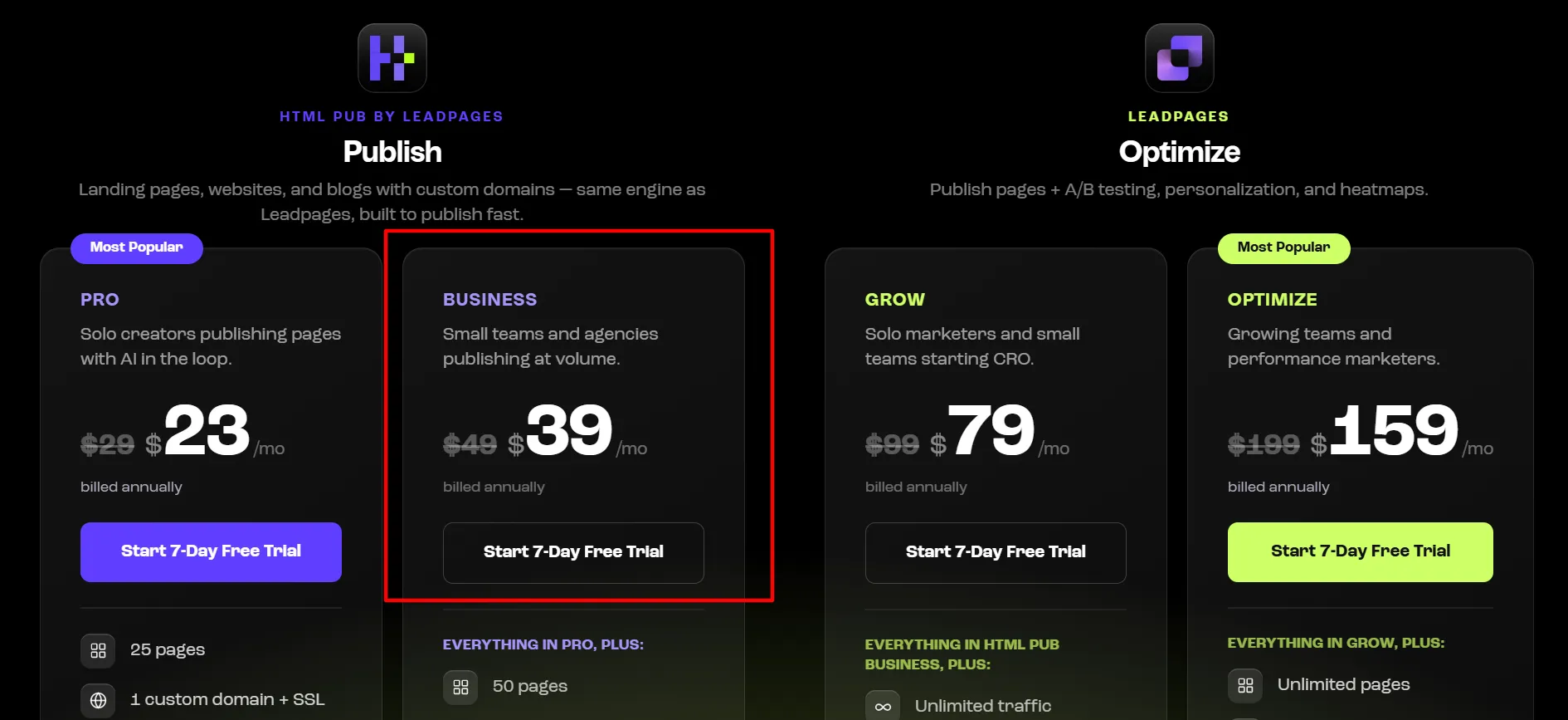 Leadpages HTML PUB Business