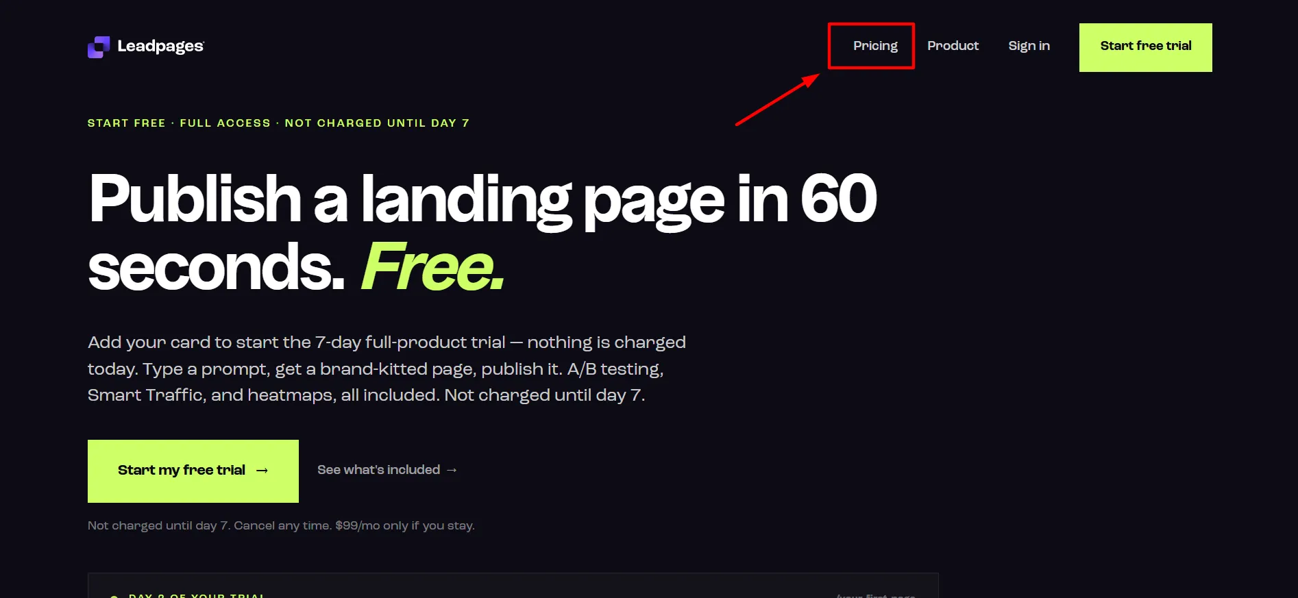 Leadpages login step 1