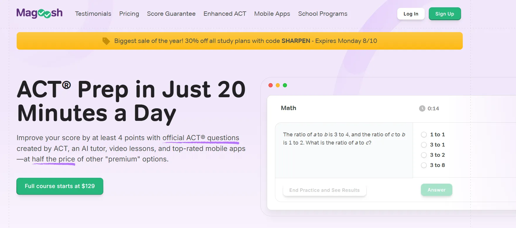 Magoosh ACT plan