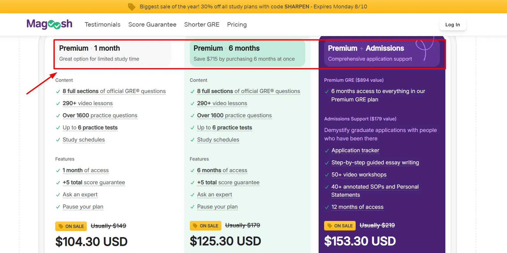 Magoosh login step 3