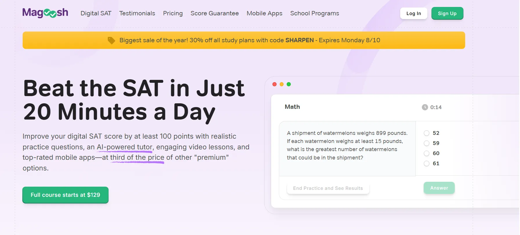 Magoosh SAT plan