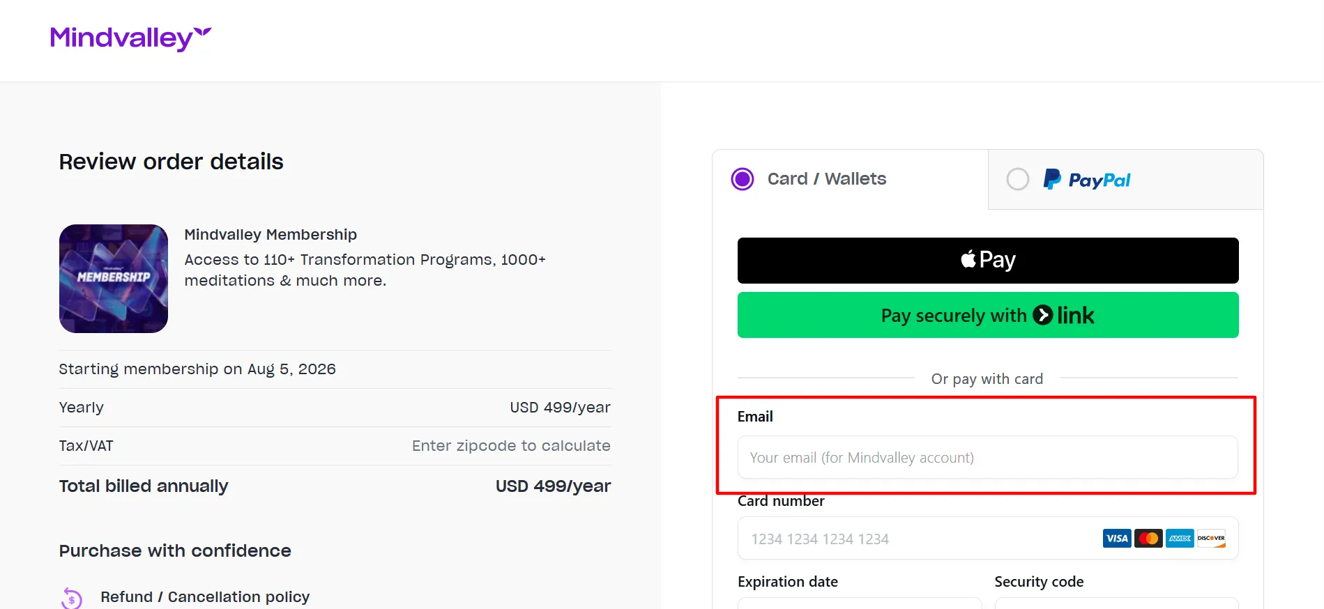 Etapa 4 para fazer login na avaliação gratuita do MindValley