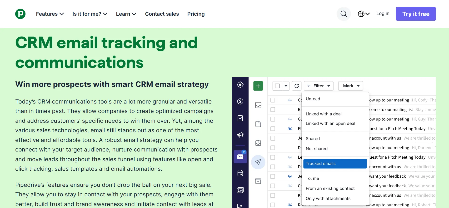 Pipedrive Email Sync and tracking
