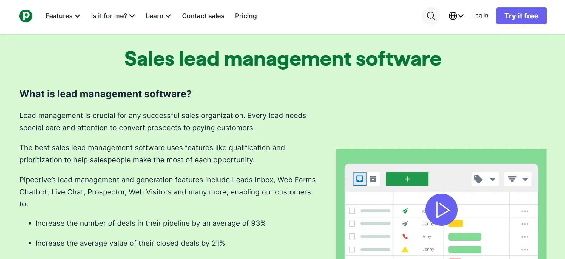 Pipedrive lead management