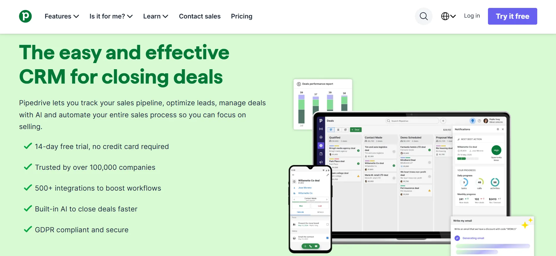 Pipedrive login step 1