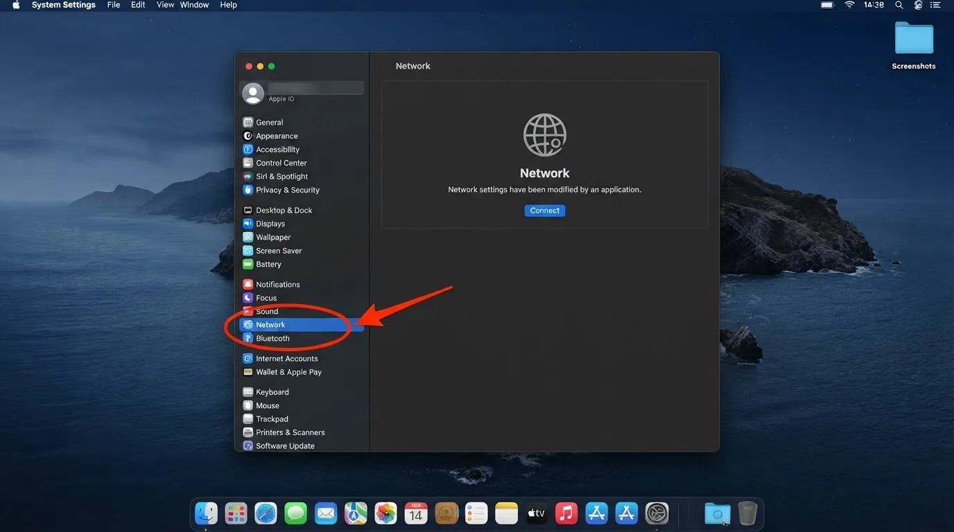 Set up a proxy on macOS step 1