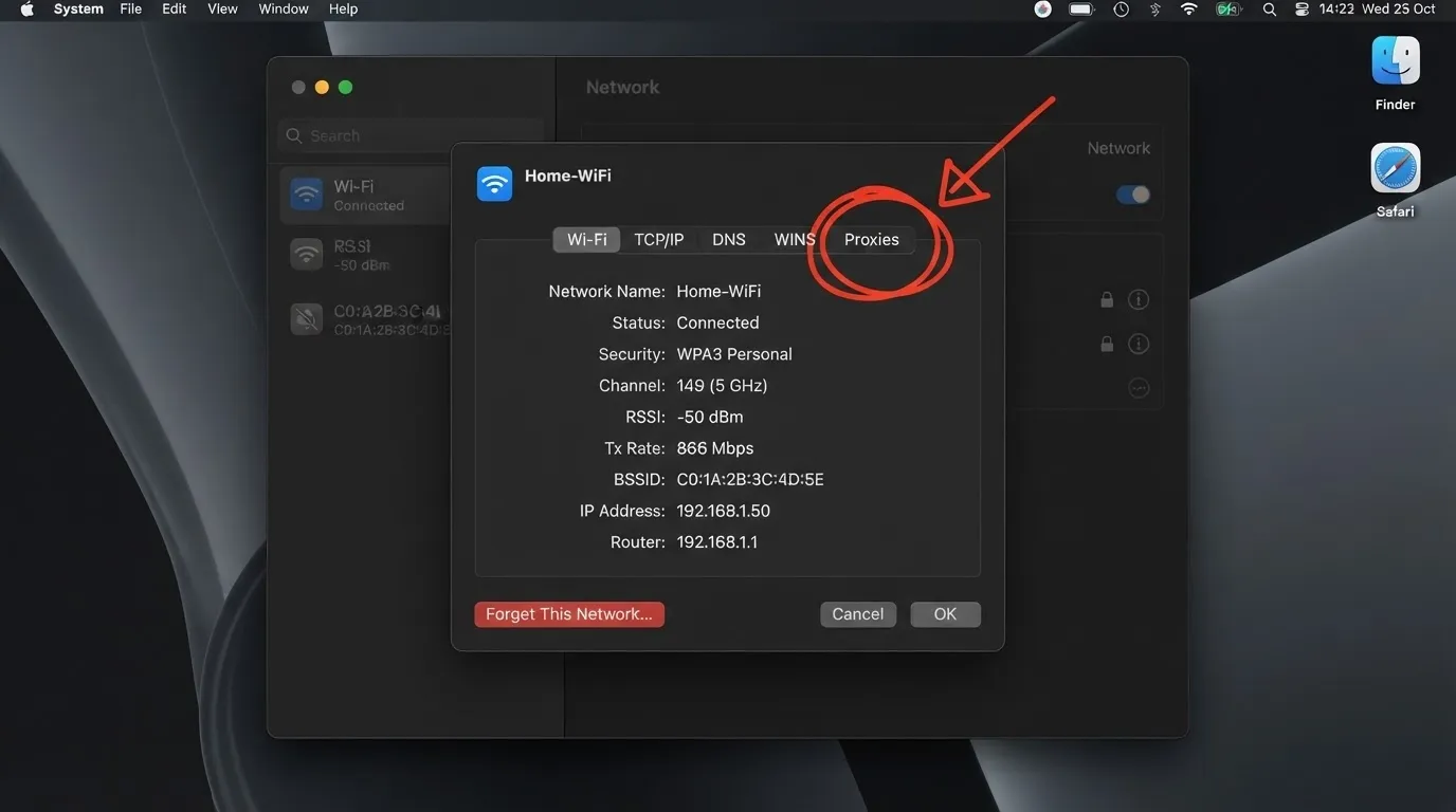 Set up a proxy on macOS step 3