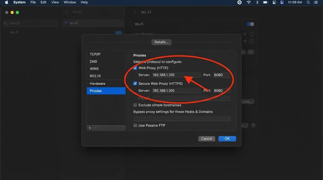 Set up a proxy on macOS step 5
