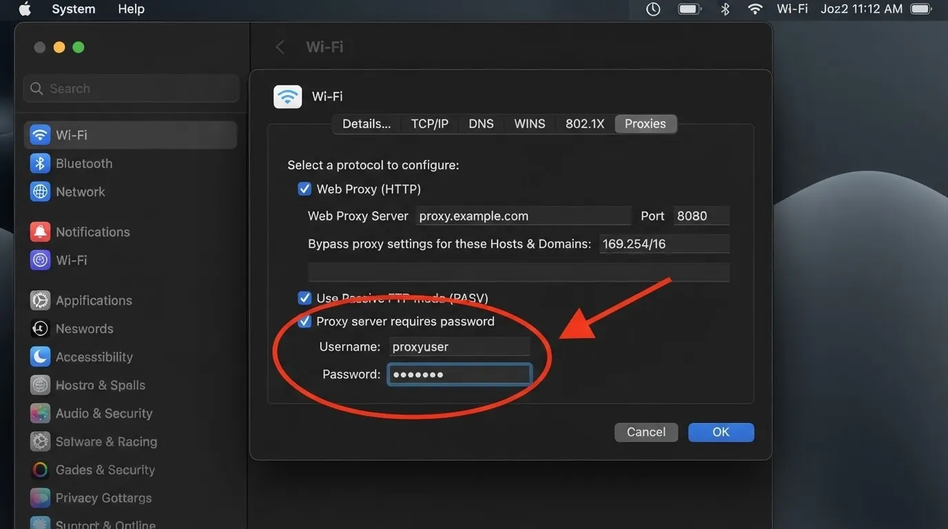 Set up a proxy on macOS step 6