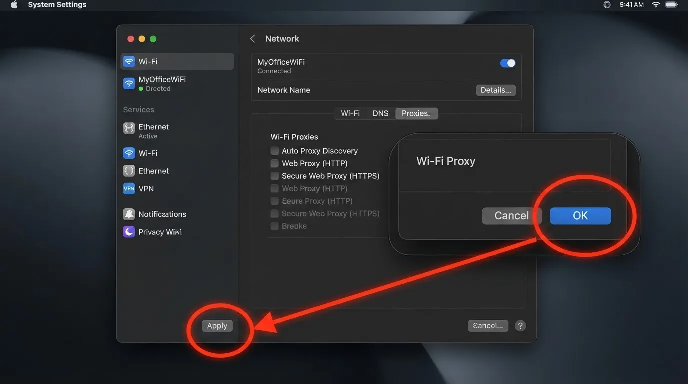 Set up a proxy on macOS step 7