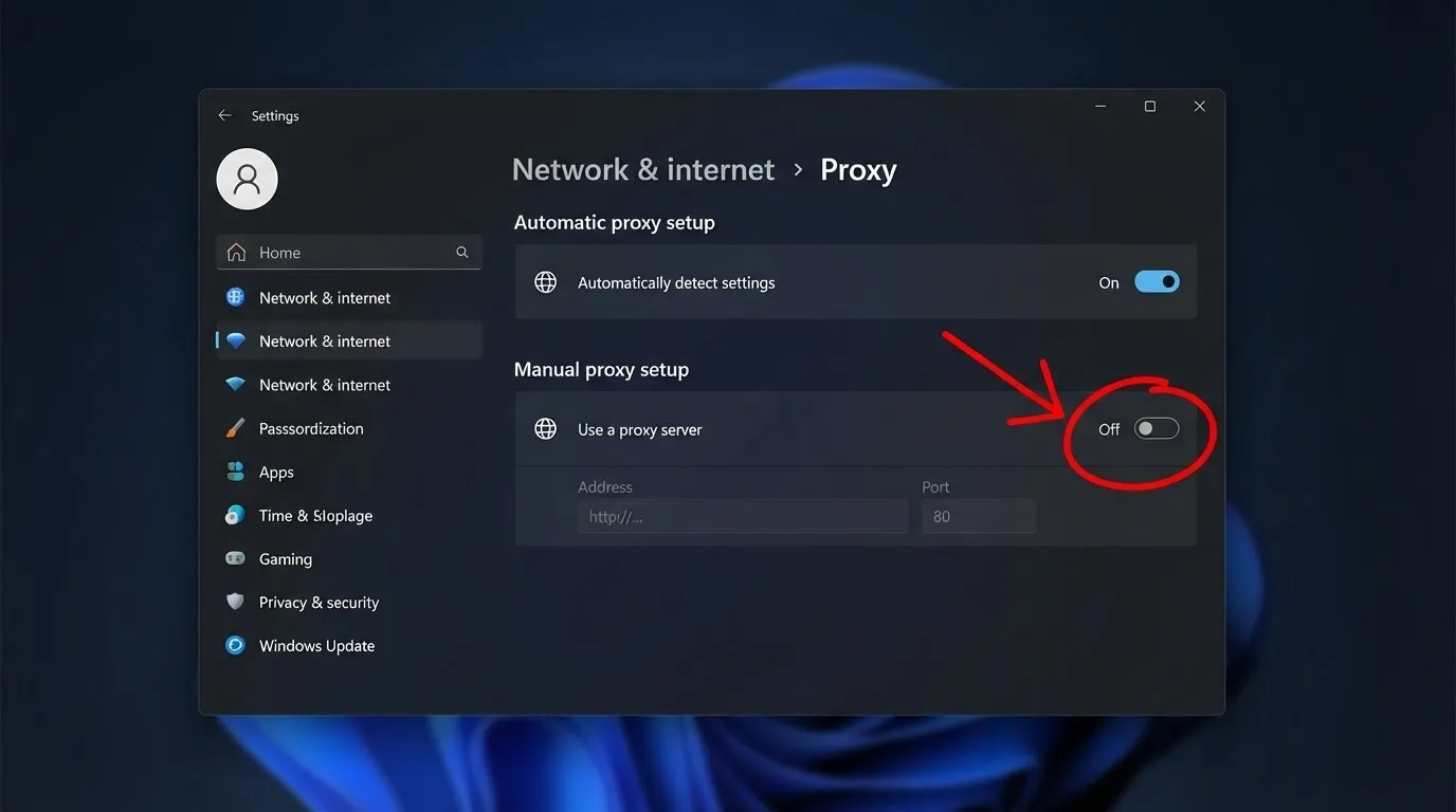 Set up a proxy on windows 11 step 3