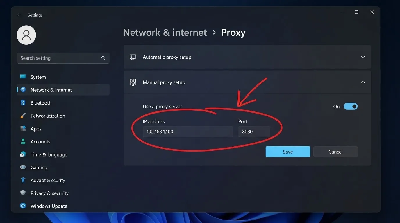 Set up a proxy on windows 11 step 4