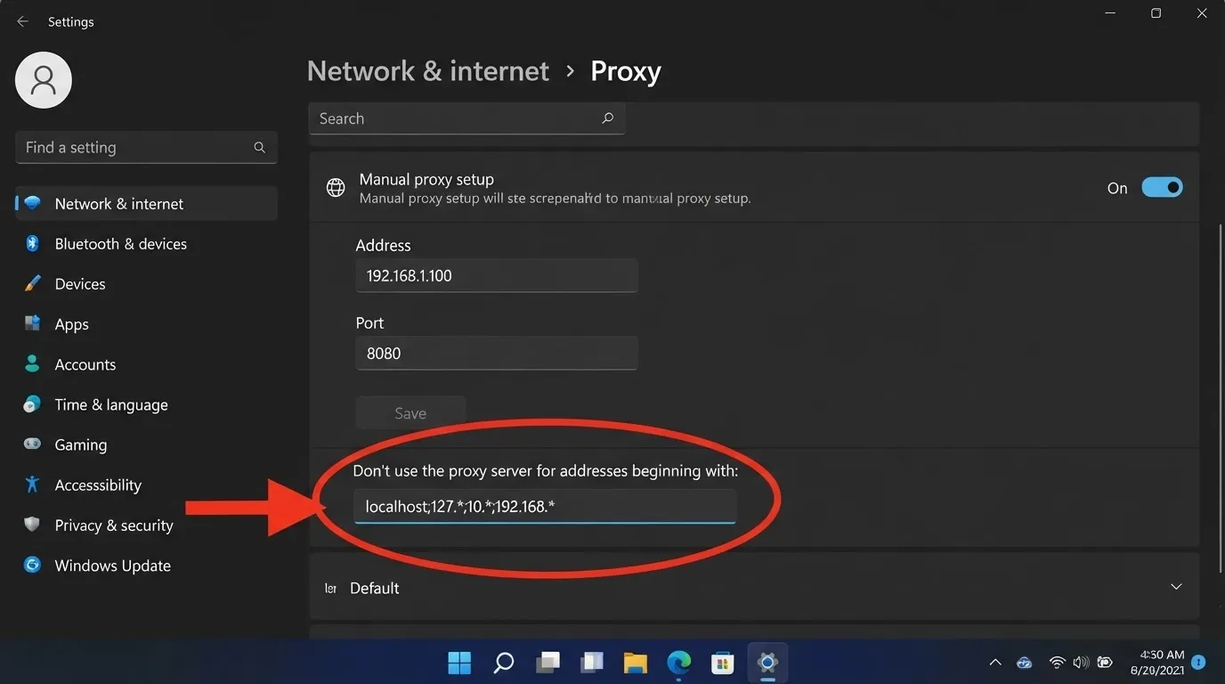 Set up a proxy on windows 11 step 5