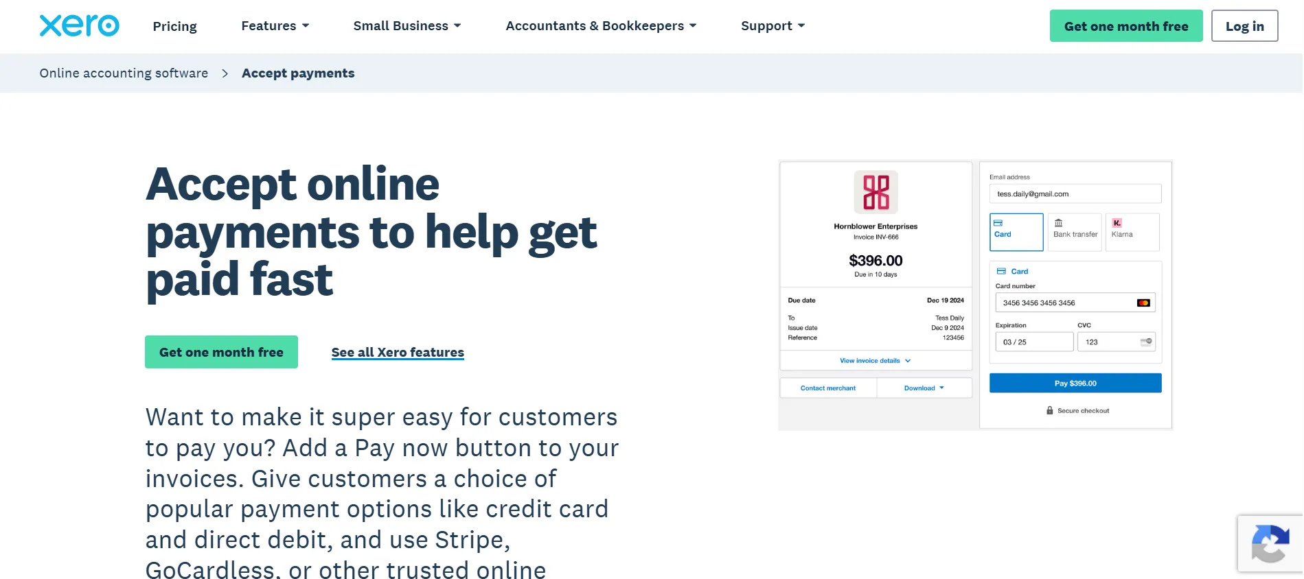 Xero accept payments
