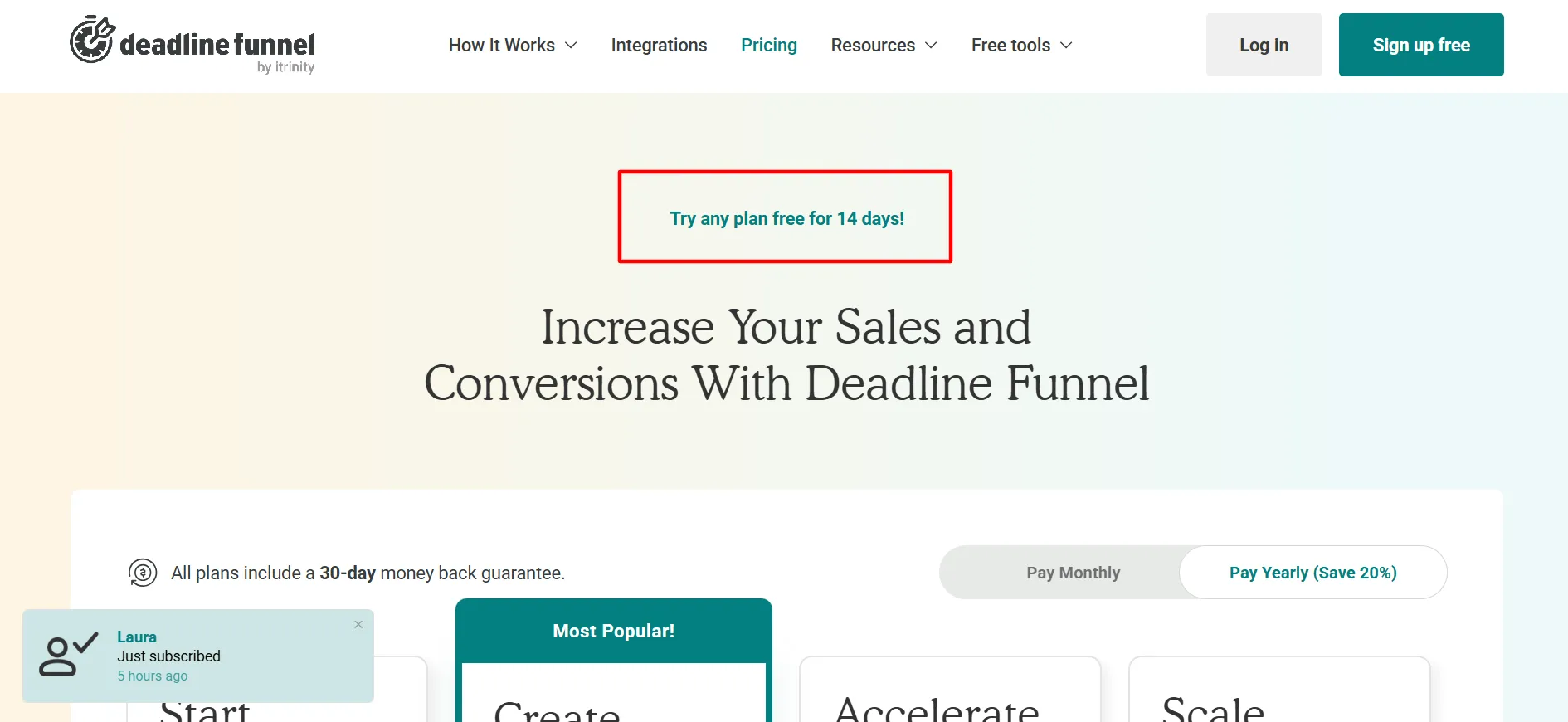 Deadline funnel login step 1