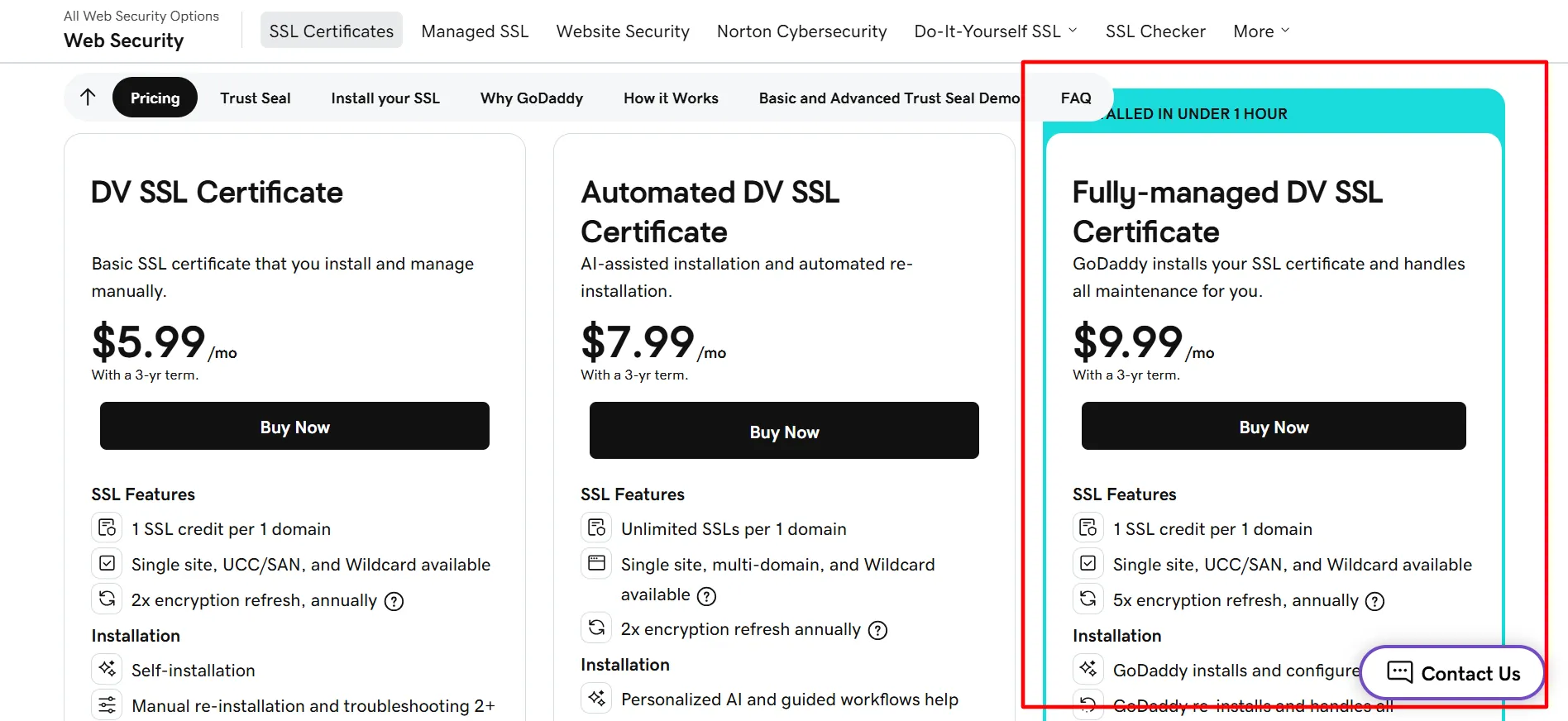 GoDaddy SSL managed DV SSL